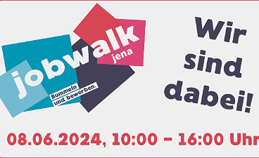Abgebildet ist der Flyer zum Jobwalk Jena am 08.06.2024.