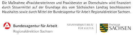 Logos Bundesagentur für Arbeit, Freistaat Sachsen, Projekt Praxisberater